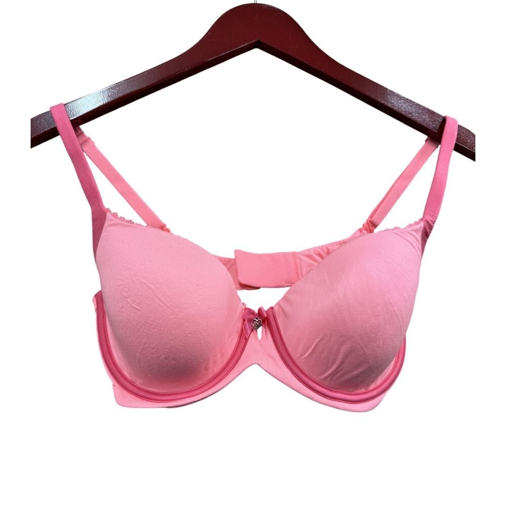 Victorias Secret Body By Victoria Demi Bra 32DD Pink With Lace & Charm Accent